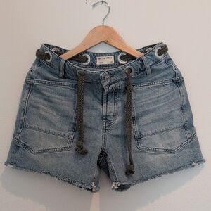 We The Free Moxie Blue Jean Shorts with Drawstring Waist